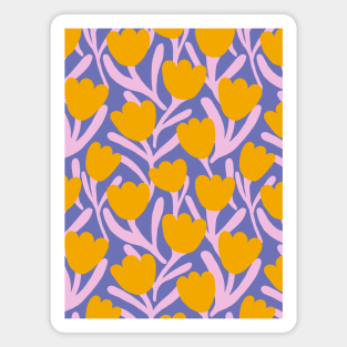 Boho tulips flower pattern in lavender and yellow Magnet